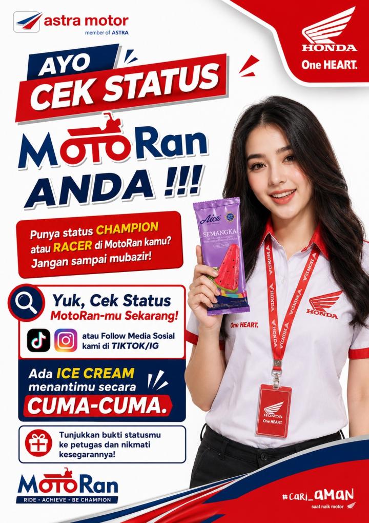 Astra Motor Natar Ajak Konsumen Cek Status MotoRan dan Nikmati Ice Cream Gratis